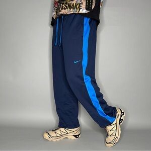 Nike Dark Blue Track Pants with Light Blue Accents